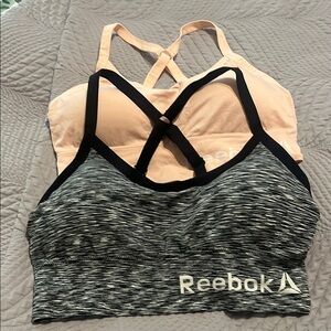 Reebok Women's Black and Cream Sports Bras - 2 Pack NWOT